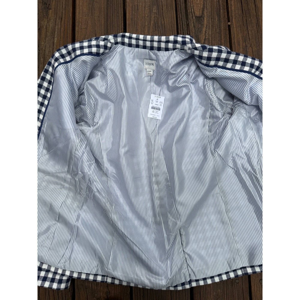 J.Crew Parke Blazer‎ Navy White Gingham Check Cotton Blend Jacket 10P NEW H2842 - Picture 11 of 14